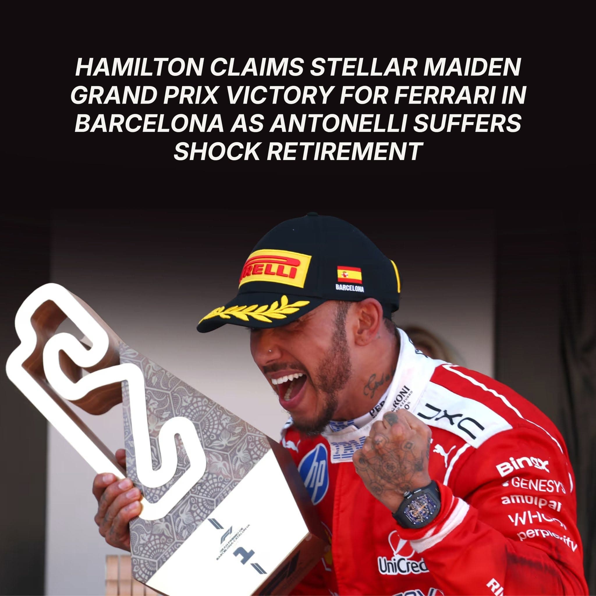 HAMILTON DELIVERS FERRARI'S BIGGEST STATEMENT OF THE SEASON IN SPAIN